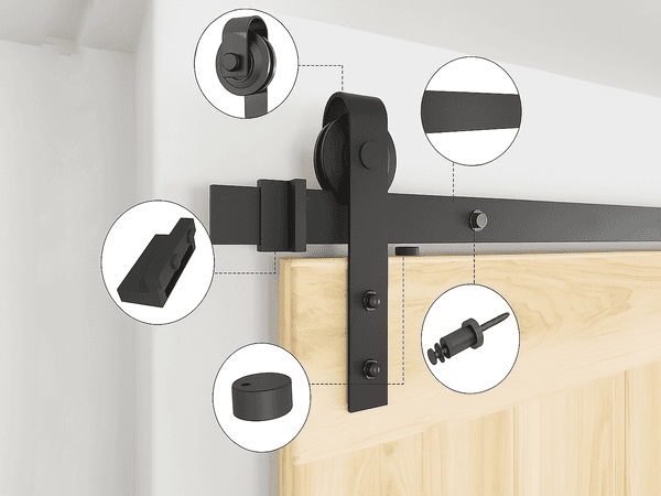 Kit Porta De Correr Roldana Aparente Preto Aço Trilho 2m Cerrata