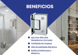Dobradiça Porta De Vidro Aço Inox Vidro/Alvenaria, Polido, Semi Automático Cerrata - miniatura 2