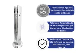 Coluna Torre Inox Guarda Corpo Pinça Sacada Piscina 30 Cm Para Vidro, Base Redonda, Acabamento Polido - miniatura 2