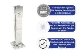 Coluna Torre Inox Guarda Corpo Pinça Sacada Piscina 30 Cm Para Vidro, Base Quadrada, Acabamento Polido - miniatura 2