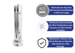 Coluna Torre Inox Guarda Corpo Pinça Sacada Piscina 40 Cm Para Vidro, Base Redonda, Acabamento Polido	 - miniatura 2