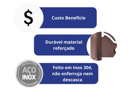 Dobradiça Sobrepor De Encaixe Rápido Cobre Envelhecido Inox Kit 3 Peças Cerrata - miniatura 3