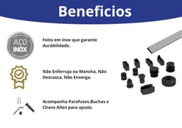 Kit Porta de Correr para Box de Banheiro 2 Metros, Inox Polido Preto,F1 Ellegance, Sistema Deslizante	 - miniatura 2