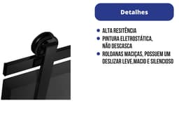 Kit Porta De Correr Roldana Aparente Preto Aço Trilho 2m Cerrata - miniatura 2