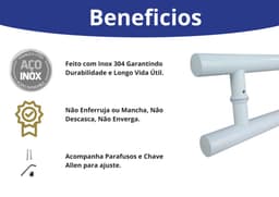 Puxador De Porta Redondo Cilindrico Inox Branco 45 cm x 30 cm Entre Furos Grossura 3.2 cm Para Portas de Correr Pivotantes, Madeira, Vidro, Alumínio e Portões Cerrata	 - miniatura 2
