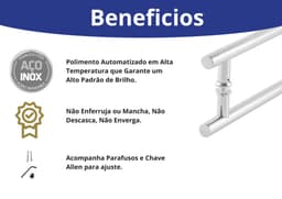 Puxador De Porta Redondo Cilindrico Inox Polido 20 cm x 10 cm Entre Furos Grossura 3.2 cm Para Portas de Correr Pivotantes, Madeira, Vidro, Alumínio e Portões Cerrata - miniatura 2