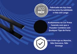 Puxador de Porta Retangular Aço Inox Preto 40 cm x 30 cm Entre Furos Duplo Para Portas Pivotantes, Madeira, Vidro, Alumínio e Portões - miniatura 2