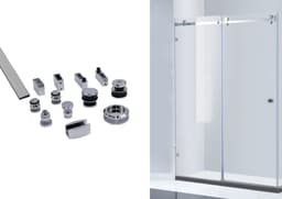 Kit Porta de Correr para Box de Banheiro 2 Metros, Inox Polido,F1 Ellegance, Sistema Deslizante - miniatura 1