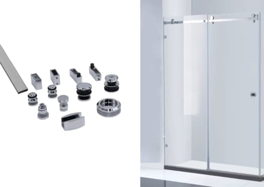 Kit Porta de Correr para Box de Banheiro 2 Metros, Inox Polido,F1 Ellegance, Sistema Deslizante