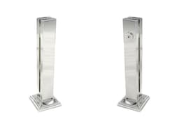 Coluna Torre Inox Guarda Corpo Pinça Sacada Piscina 30 Cm Para Vidro, Base Quadrada, Acabamento Polido - miniatura 1