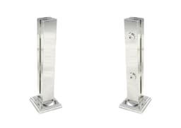 Coluna Torre Inox Guarda Corpo Pinça Sacada Piscina 40 Cm Para Vidro, Base Quadrada, Acabamento Polido	 - miniatura 1