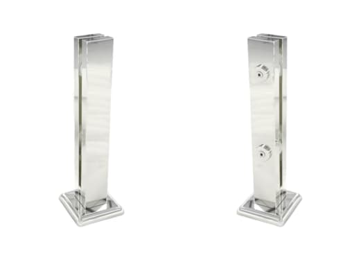 Coluna Torre Inox Guarda Corpo Pinça Sacada Piscina 40 Cm Para Vidro, Base Quadrada, Acabamento Polido	
