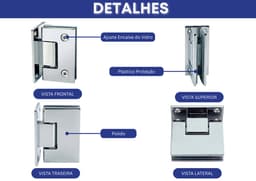 Dobradiça Porta De Vidro Aço Inox Vidro/Alvenaria, Polido, Semi Automático Cerrata - miniatura 3