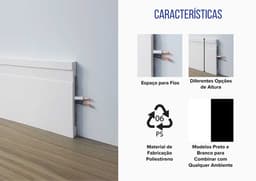 Rodapé de Poliestireno Com Friso Frisado Branco Altura 10 cm Reforçado Resistente à Umidade Impermeável Sustentável Cerrata - miniatura 3