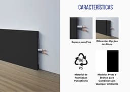 Rodapé de Poliestireno Liso Preto Altura 7 cm Reforçado Resistente à Umidade Impermeável Sustentável Cerrata - miniatura 3