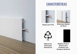 Rodapé de Poliestireno Liso Branco Altura 10 cm Reforçado Resistente à Umidade Impermeável Sustentável Cerrata - miniatura 3
