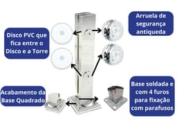 Coluna Torre Inox Guarda Corpo Pinça Sacada Piscina 40 Cm Para Vidro, Base Quadrada, Acabamento Polido	 - miniatura 3