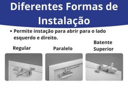 Mola Aérea Hidráulica para Porta, Fechador Automático com Regulagem de Força e Velocidade, Força 1 25-45 Kgs Prata - miniatura 3