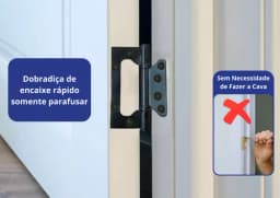 Dobradiça Sobrepor De Encaixe Rápido Preto Inox Para Porta Kit 3 Peças Cerrata - miniatura 5