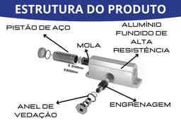 Mola Aérea Hidráulica para Porta, Fechador Automático com Regulagem de Força e Velocidade, Força 1 25-45 Kgs Prata - miniatura 4