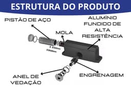 Mola Aérea Hidráulica para Porta, Fechador Automático com Regulagem de Força e Velocidade, Força 1 25-45 Kgs Preto - miniatura 4