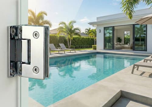 Dobradiça Porta De Vidro Aço Inox Vidro/Alvenaria, Polido, Semi Automático Cerrata