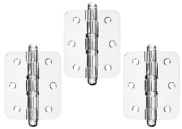 Kit 3 Unidades Dobradiça Aço Cromado Polido Raio 10 Cerrata - miniatura 1