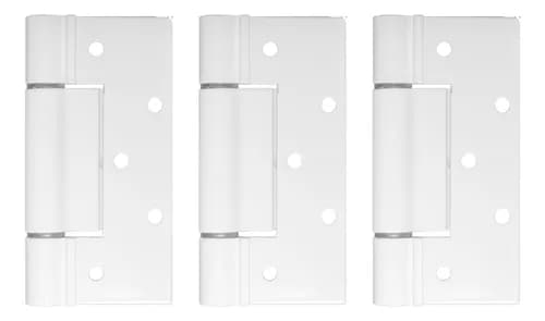 Kit 3 Und. Dobradiça Encaixe Branco Porta Alumínio Cerrata