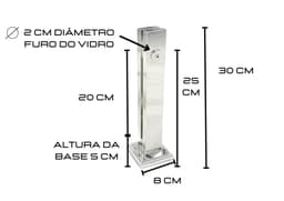 Coluna Torre Inox Guarda Corpo Pinça Sacada Piscina 30 Cm Para Vidro, Base Quadrada, Acabamento Polido - miniatura 4