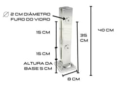 Coluna Torre Inox Guarda Corpo Pinça Sacada Piscina 40 Cm Para Vidro, Base Quadrada, Acabamento Polido	 - miniatura 4