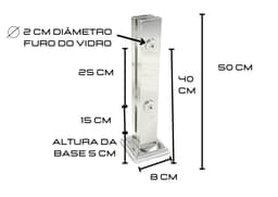 Coluna Torre Inox Guarda Corpo Pinça Sacada Piscina 50 Cm Para Vidro, Base Quadrada, Acabamento Polido - miniatura 4