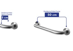 Barra Alça Apoio 50 cm Idoso Inox Escovado Deficiente Pne - miniatura 4