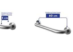Barra Alça Apoio 60 cm Idoso Inox Escovado Deficiente Pne - miniatura 4