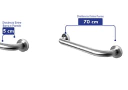 Barra Alça Apoio 70 cm Idoso Inox Escovado Deficiente Pne - miniatura 4