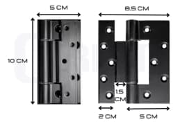Kit 3 Und. Dobradiça Encaixe Preto Porta Alumínio Cerrata - miniatura 3