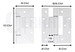 Kit 3 Und. Dobradiça Encaixe Branco Porta Alumínio Cerrata - miniatura 3