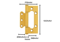 Dobradiça Sobrepor De Encaixe Rápido Dourado Inox Para Porta Kit 3 Peças Cerrata - miniatura 4