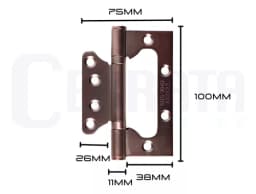 Dobradiça Sobrepor De Encaixe Rápido Cobre Envelhecido Inox Kit 3 Peças Cerrata - miniatura 4