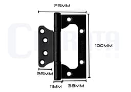Dobradiça Sobrepor De Encaixe Rápido Preto Inox Para Porta Kit 3 Peças Cerrata - miniatura 3