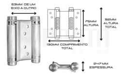 Dobradiça Vai e Vem Bang Bang Faroeste 3 Polegadas Inox Escovado Cerrata - miniatura 3