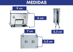 Dobradiça Porta De Vidro Aço Inox Vidro/Alvenaria, Polido, Semi Automático Cerrata - miniatura 5