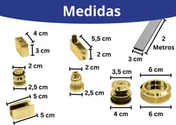 Kit Porta de Correr para Box de Banheiro 2 Metros, Inox Polido Dourado,F1 Ellegance, Sistema Deslizante - miniatura 3