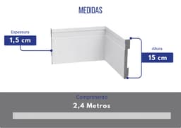 Rodapé de Poliestireno Com Friso Frisado Branco Altura 15 cm Reforçado Resistente à Umidade Impermeável Sustentável Cerrata - miniatura 4