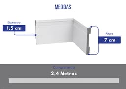 Rodapé de Poliestireno Com Friso Frisado Branco Altura 7 cm Reforçado Resistente à Umidade Impermeável Sustentável Cerrata - miniatura 4
