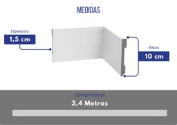 Rodapé de Poliestireno Liso Branco Altura 10 cm Reforçado Resistente à Umidade Impermeável Sustentável Cerrata - miniatura 4
