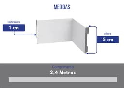 Rodapé de Poliestireno Liso Branco Altura 5 cm Reforçado Resistente à Umidade Impermeável Sustentável Cerrata - miniatura 4