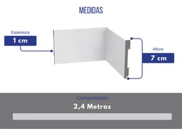 Rodapé de Poliestireno Liso Branco Altura 7 cm x 1 cm Largura Reforçado Resistente à Umidade Impermeável Sustentável Cerrata - miniatura 4