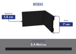 Rodapé de Poliestireno Liso Preto Altura 7 cm Reforçado Resistente à Umidade Impermeável Sustentável Cerrata - miniatura 4