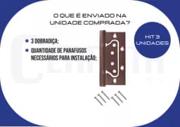 Dobradiça Sobrepor De Encaixe Rápido Cobre Envelhecido Inox Kit 3 Peças Cerrata - miniatura 5