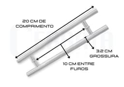 Puxador De Porta Redondo Cilindrico Inox Polido 20 cm x 10 cm Entre Furos Grossura 3.2 cm Para Portas de Correr Pivotantes, Madeira, Vidro, Alumínio e Portões Cerrata - miniatura 3
